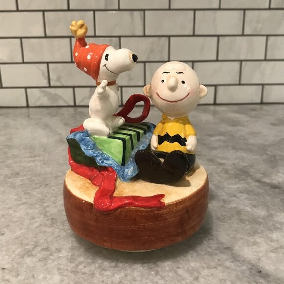 Vintage Schmid Peanuts Music Box Charlie Brown Snoopy Anniversary Waltz Japan - Picture 2 of 9